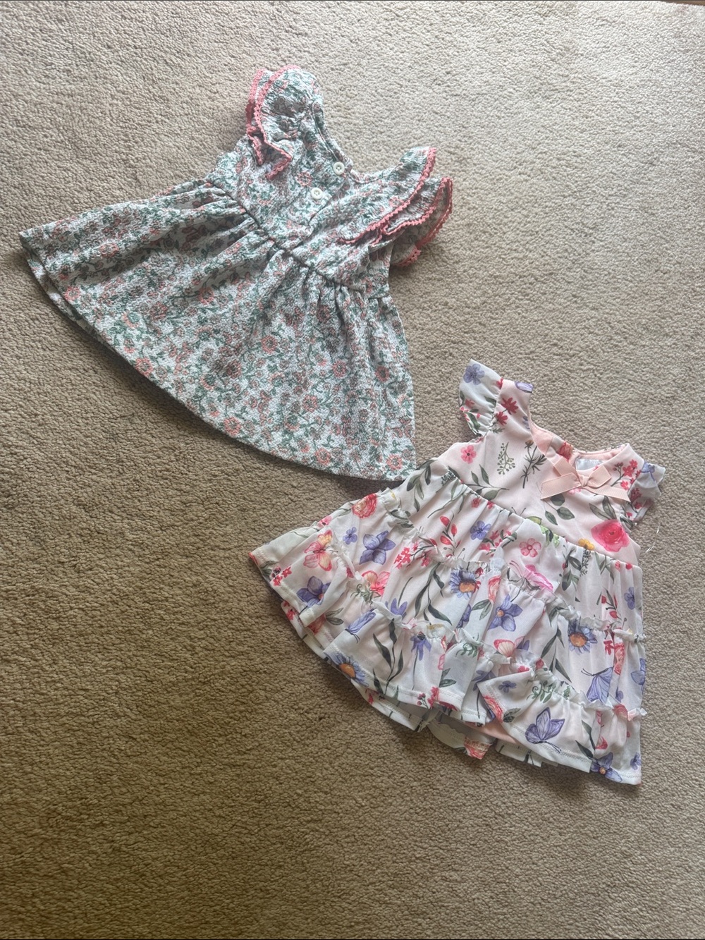 Baby Girl 12M Floral Blouse Bundle Rare Editions NWT 2pc
